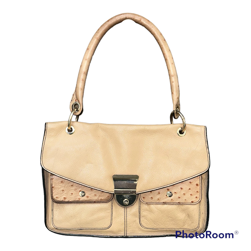 Ted Baker London Tan Ostrich-Embossed  Top Handle Handbag